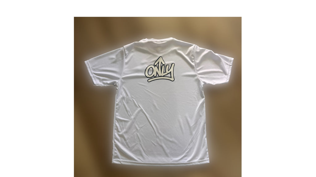 White Only Up Youth Large Short Sleeve Shirt