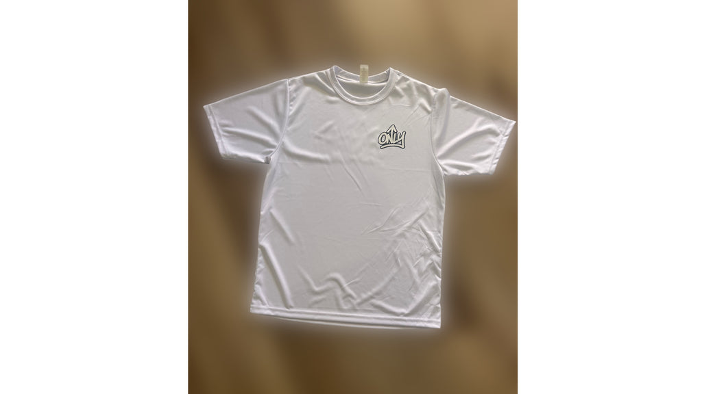 White Only Up Youth Large Short Sleeve Shirt